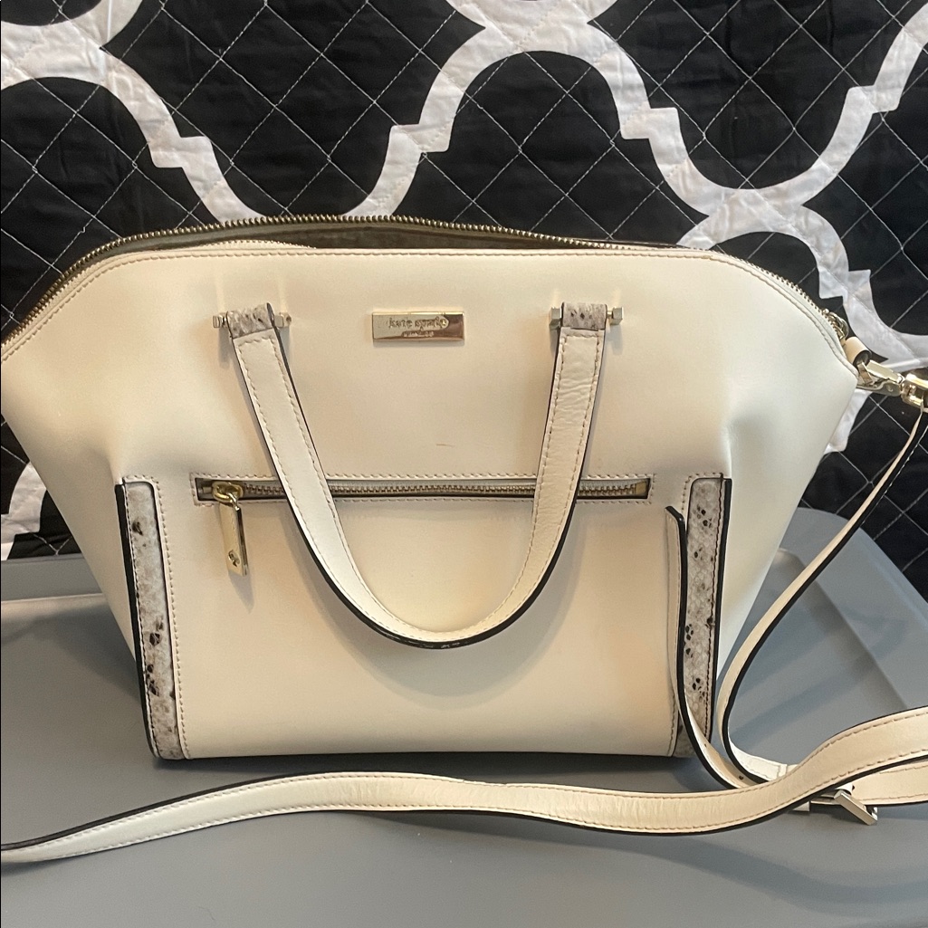 Kate Spade Cream Satchel With Black Accents